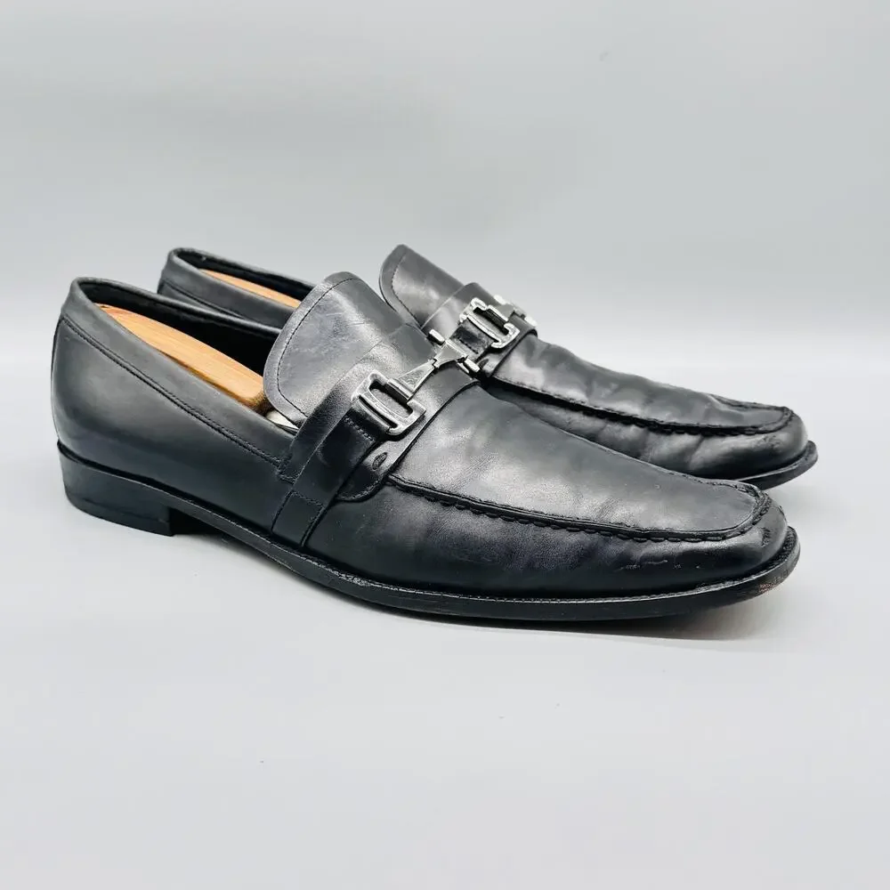 Salvatore Ferragamo Shoes Men 11.5 Black Leather Studio Bit Loafer Moc Toe Dress
